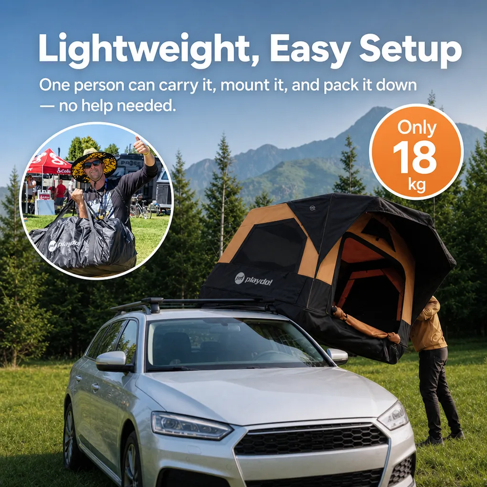 Skiff inflatable roof top tent packed view